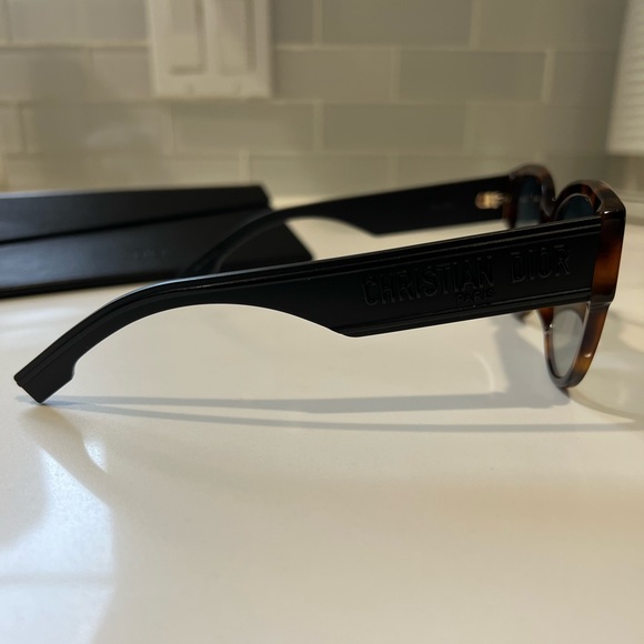 CHRISTIAN DIOR ID2 TURTLE TORTOISE BLACK AUTHENTIC SUNGLASSES 08684 OVERSIZED - Picture 9 of 12